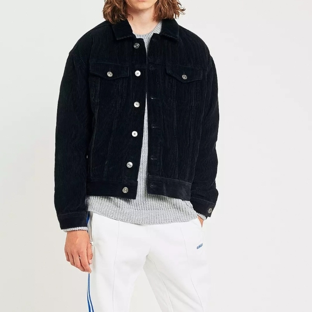 Men's Urban Outfitters BDG Black Corduroy Trucker Jacket - Picture 2 of 10